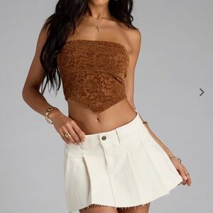 Brown Lace Tube Top